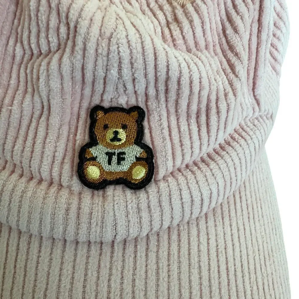Teddy Fresh Pink Corduroy Baseball Hat Adjustable Strapback Y2K Softgirl